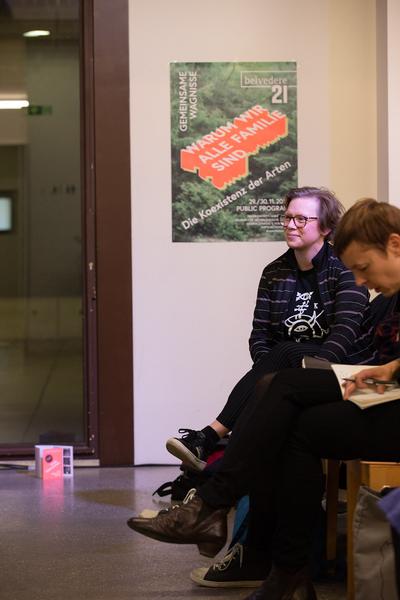 Belvedere 21: Edith Karin Harrasser zur Übersetzung von Donna Haraway - Gemeinsame Wagnisse "Warum wir alle Familie sind. Die Koexistenz der Arten" (30.11.2019) https://www.belvedere.at/event/public-program-warum-wir-alle-familie-sind | Foto: eSeL Foto: eSeL.at - Lorenz Seidler