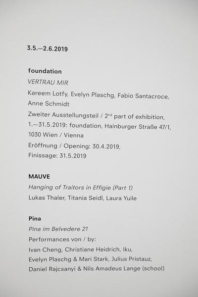 Belvedere 21: Über das Neue - Midissage: Pina, Mauve, Foundation (Eröffnung, 3.5.2019) https://www.belvedere21.at/ueber_das_neue | Foto: eSeL Foto: eSeL.at - Lorenz Seidler