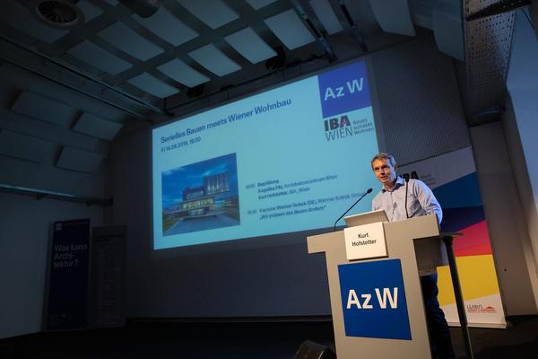 Architekturzentrum Wien: Kurt Hofstetter (IBA_Wien) @ Symposium"Serielles Bauen meets Wiener WohnbauEin Symposium von Az W und IBA_Wien" (14.6.2019) https://www.azw.at/de/termin/serielles-bauen-meets-wiener-wohnbau | Foto: eSeL Foto: eSeL.at - Lorenz Seidler