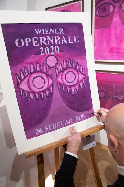 Galerie Smolka: Hubert Schmalix  - Opernballplakat (12.2.2020) https://esel.at/termin/104896 | Foto: eSeL Foto: eSeL.at - Lorenz Seidler