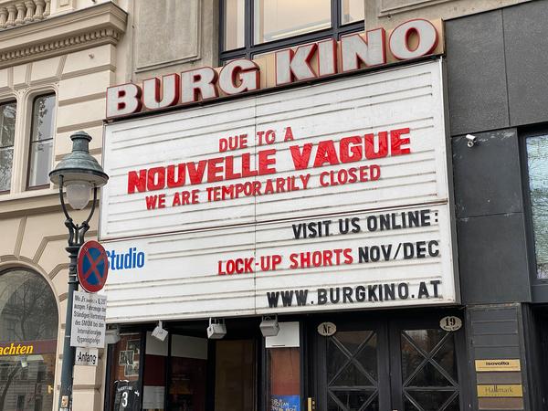 Burg Kino: Lockdown Beschriftung "Nouvelle Vague" (1.12.2020) https://www.burgkino.at | Foto: eSeL