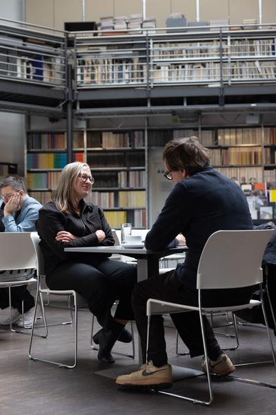 Neue Direktorin des Architektur-zentrum Wien: Doris Kleilein (Pressekonferenz AzW Bibliothek, 22.4.2026) Foto: eSeL.at - Lorenz Seidler