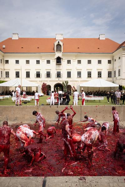 Hermann Nitsch 6 Tages Spiel (Tag 4, 7.6.2025) Foto: eSeL Foto: (c) Hermann Nitsch GmbH (Foto: eSeL)