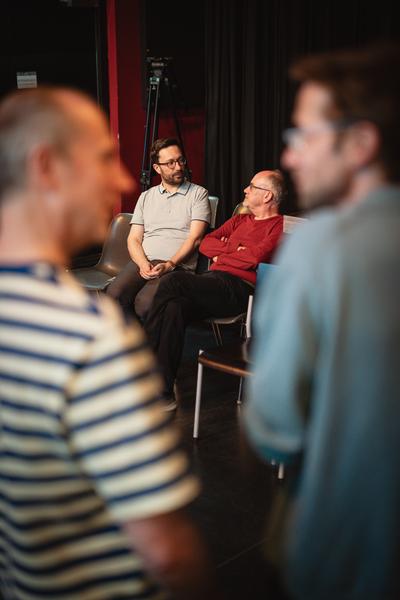 Viertelfestival: Wortwerft &quot;bespielt&quot; Hermann Niklas, Karlheinz Essl, Erwin Uhrmann &amp; eSeL (Freiraum St. Pölten, 17.6.2025) Foto: eSeL.at - Robert Puteanu