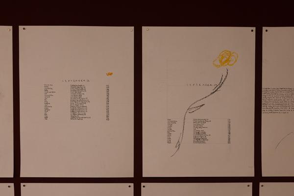 JJJJJerome Ellis "An unfinished calendar that commemorates slaves escaping their enslavers, 1673–1886" (11.9. - 22.11.2026, Secession - Grafisches Kabinett) Foto: eSeL.at - Lorenz Seidler