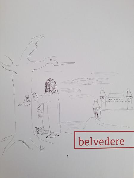 Michael Huber -  Zeichnung auf Pressemappe Belvedere "Dürerzeit", 2022 Foto: Zeichnung: Michael Huber