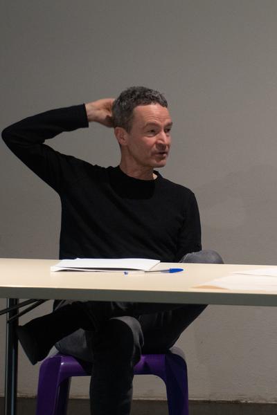 &quot;Prosuming Art&quot; - Gespräch Michael Huber &amp; eSeL (eSeL Rezeption &amp; Raum D MQ, 9.11.2025) Foto: CC-BY-SA 4.0, Leopold Zyka.