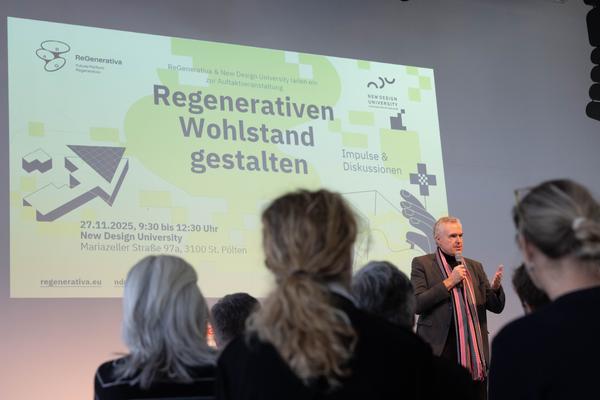 ReGenerativa &quot;Regenerativen Wohlstand gestalten&quot; Auftaktveranstaltung (New Design University St. Pölten, 27.11.2025) Foto: eSeL.at - Lorenz Seidler