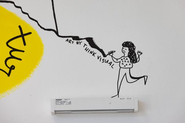 Eröffnung "Shaping Tomorrow´s World" - Wall Drawing by ThinkVisual / Chiara de Eccher (AIT Artloop, 8.4.2026) Foto: eSeL.at - Lorenz Seidler