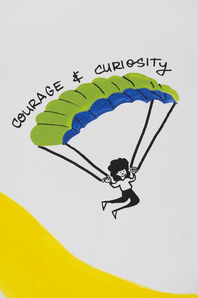 Eröffnung "Shaping Tomorrow´s World" - Wall Drawing by ThinkVisual / Chiara de Eccher (AIT Artloop, 8.4.2026) Foto: eSeL.at - Lorenz Seidler