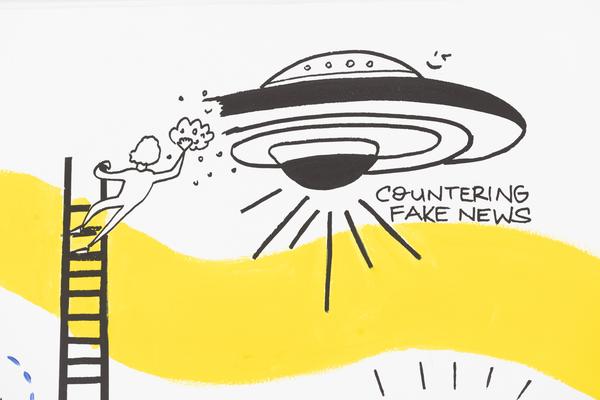 Eröffnung "Shaping Tomorrow´s World" - Wall Drawing by ThinkVisual / Chiara de Eccher (AIT Artloop, 8.4.2026) Foto: eSeL.at - Lorenz Seidler