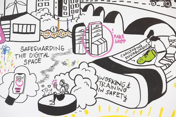 Eröffnung "Shaping Tomorrow´s World" - Wall Drawing by ThinkVisual / Chiara de Eccher (AIT Artloop, 8.4.2026) Foto: eSeL.at - Lorenz Seidler