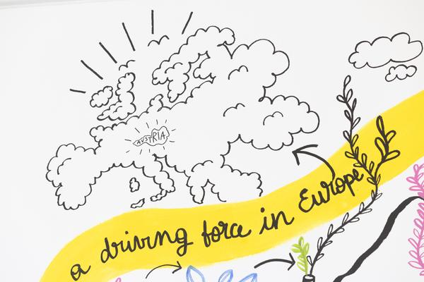 Eröffnung "Shaping Tomorrow´s World" - Wall Drawing by ThinkVisual / Chiara de Eccher (AIT Artloop, 8.4.2026) Foto: eSeL.at - Lorenz Seidler