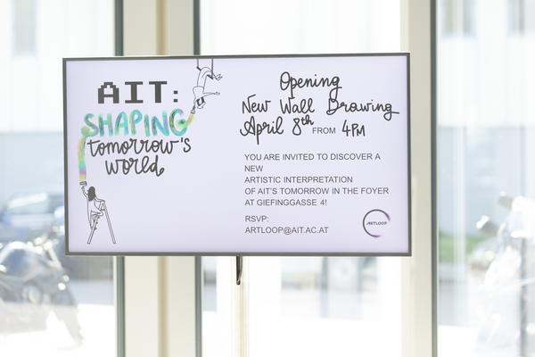 Eröffnung "Shaping Tomorrow´s World" - Wall Drawing by ThinkVisual / Chiara de Eccher (AIT Artloop, 8.4.2026) Foto: eSeL.at - Lorenz Seidler