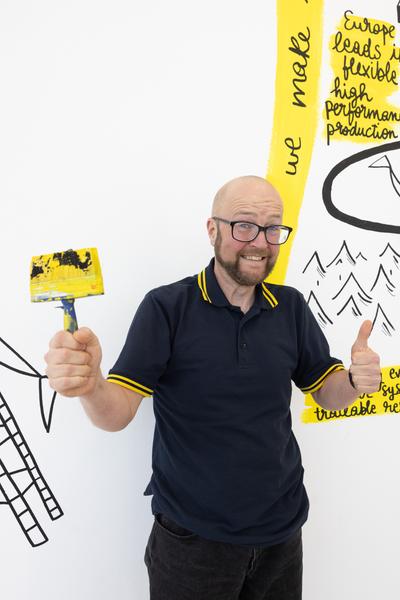 Eröffnung "Shaping Tomorrow´s World" - Wall Drawing by ThinkVisual / Chiara de Eccher (AIT Artloop, 8.4.2026) Foto: eSeL.at - Lorenz Seidler