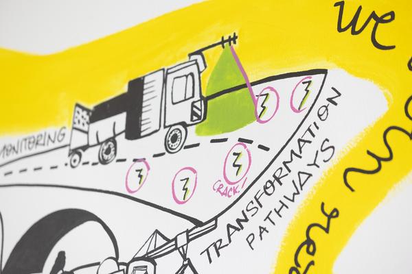 Eröffnung "Shaping Tomorrow´s World" - Wall Drawing by ThinkVisual / Chiara de Eccher (AIT Artloop, 8.4.2026) Foto: eSeL.at - Lorenz Seidler